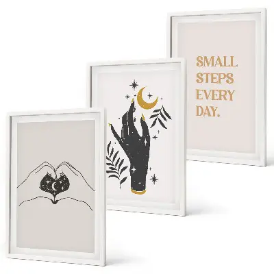 Fotowand met minimalistische boho-illustraties