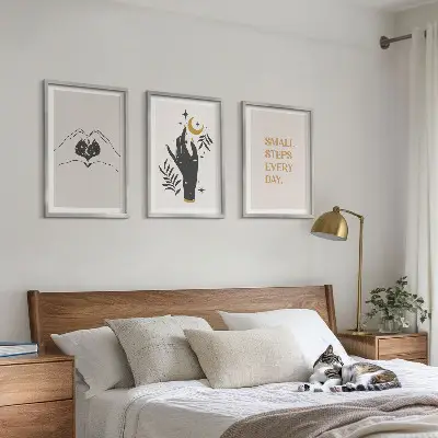 Fotowand met minimalistische boho-illustraties