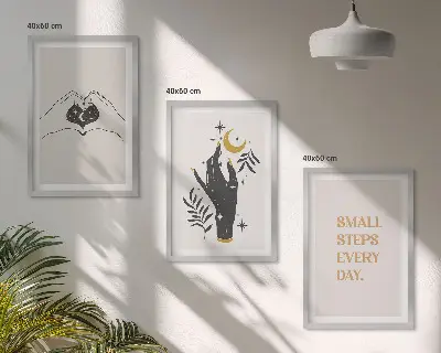 Fotowand met minimalistische boho-illustraties