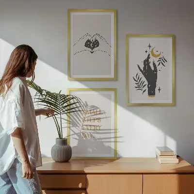 Fotowand met minimalistische boho-illustraties