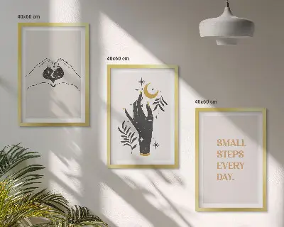 Fotowand met minimalistische boho-illustraties