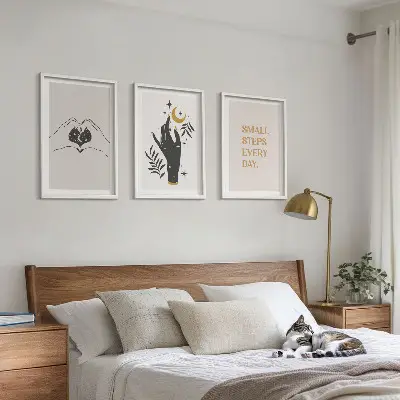 Fotowand met minimalistische boho-illustraties