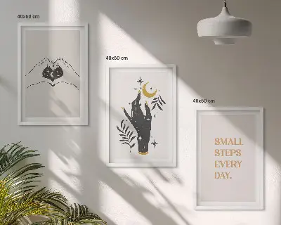 Fotowand met minimalistische boho-illustraties