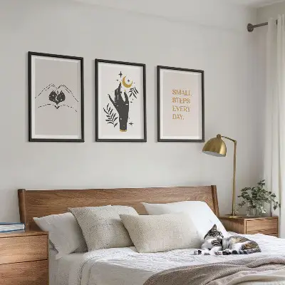 Fotowand met minimalistische boho-illustraties