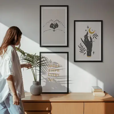 Fotowand met minimalistische boho-illustraties