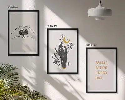 Fotowand met minimalistische boho-illustraties