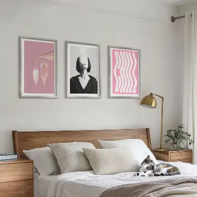 Wanddecoratieset schilderijen stijlvol portret met champagne en ontspanning