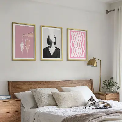 Wanddecoratieset schilderijen stijlvol portret met champagne en ontspanning