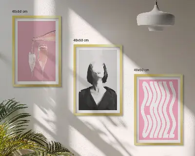 Wanddecoratieset schilderijen stijlvol portret met champagne en ontspanning