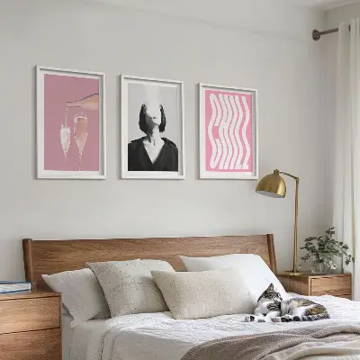 Wanddecoratieset schilderijen stijlvol portret met champagne en ontspanning