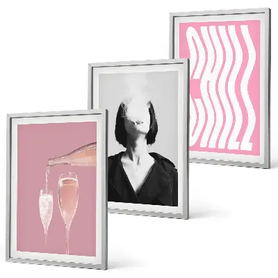 Wanddecoratieset schilderijen stijlvol portret met champagne en ontspanning
