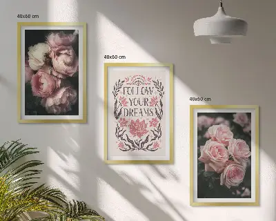 Fotowand met vintage rozen en dromen inscriptie