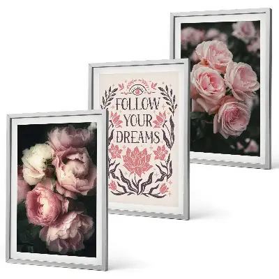 Fotowand met vintage rozen en dromen inscriptie