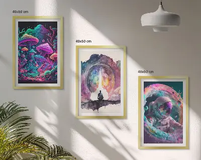 Set van wanddecoratie schilderijen met een kleurrijke fantasie illustratie