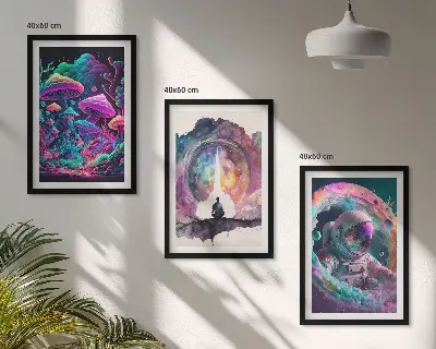 Set van wanddecoratie schilderijen met een kleurrijke fantasie illustratie