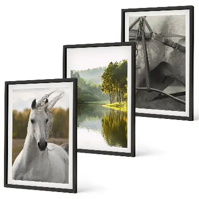 Fotowand natuurlandschap met witte paarden bij de rivier