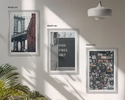 Wanddecoratieset schilderijen met een brug en stadsinscripties in vogelperspectief