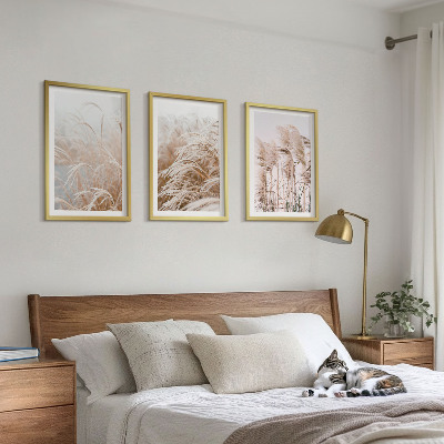 Fotowand Grasvelden in bruine en beige tinten.