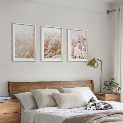 Fotowand Grasvelden in bruine en beige tinten.