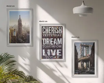 Fotowand met landschappen en citaten uit New York