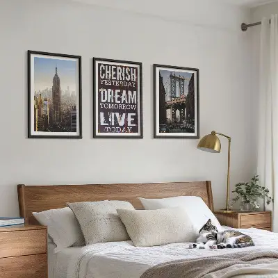 Fotowand met landschappen en citaten uit New York