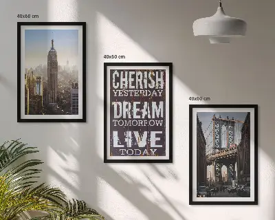 Fotowand met landschappen en citaten uit New York