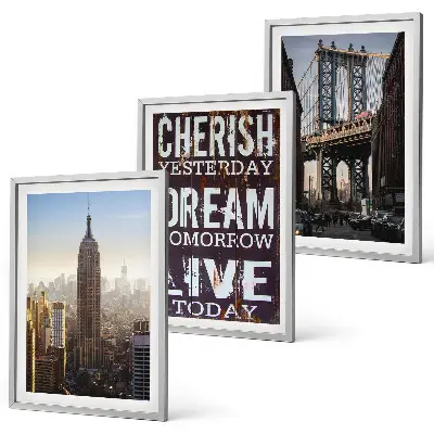 Fotowand met landschappen en citaten uit New York
