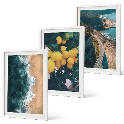 Wanddecoratie set schilderijen Morze plaża cytryny góry