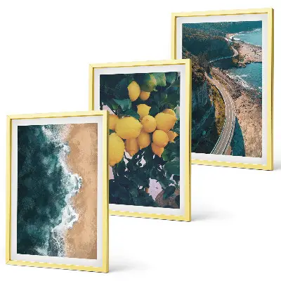Wanddecoratieset schilderijen met afbeeldingen van zee strand citroenen en bergen