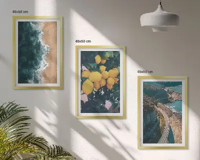 Wanddecoratieset schilderijen met afbeeldingen van zee strand citroenen en bergen