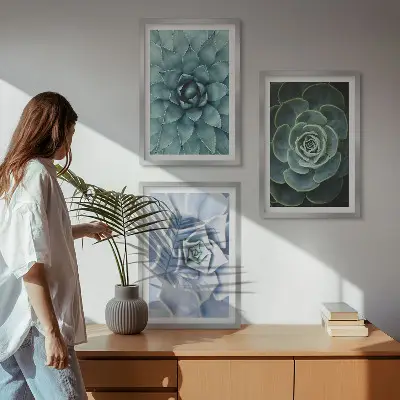 Fotowand met afbeelding van groene en turkooiskleurige succulenten