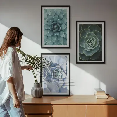 Fotowand met afbeelding van groene en turkooiskleurige succulenten