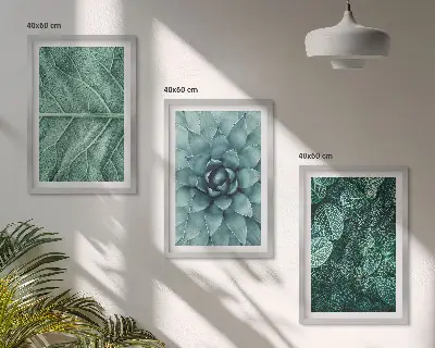 Wanddecoratieset schilderijen met botanische planten en bladeren