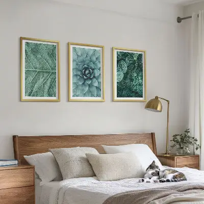 Wanddecoratieset schilderijen met botanische planten en bladeren