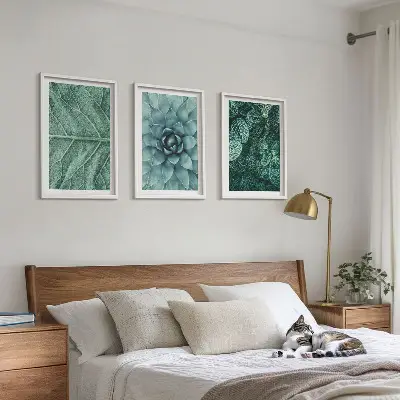 Wanddecoratieset schilderijen met botanische planten en bladeren