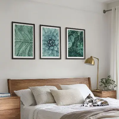 Wanddecoratieset schilderijen met botanische planten en bladeren