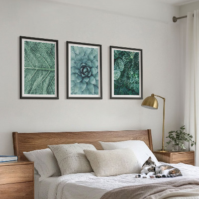 Wanddecoratie set schilderijen Zbliżenia rośliny liście