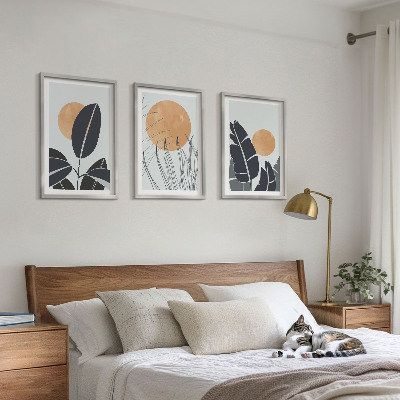Wanddecoratie set schilderijen Roślinne wzory duże słońca minimalistyczny