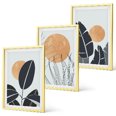 Wanddecoratie set schilderijen Roślinne wzory duże słońca minimalistyczny