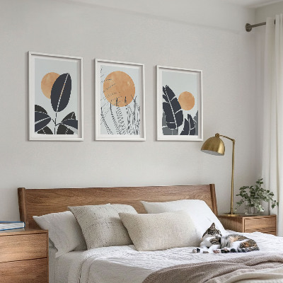 Wanddecoratie set schilderijen Roślinne wzory duże słońca minimalistyczny