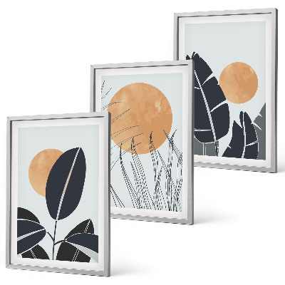 Wanddecoratie set schilderijen Roślinne wzory duże słońca minimalistyczny