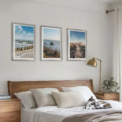 Fotowand met strand golven lucht en een steiger
