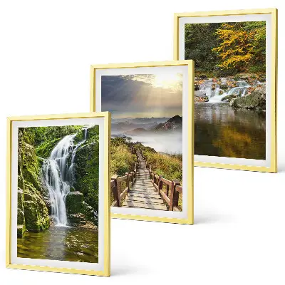 Wanddecoratieset schilderijen met watervallen bergen en herfstwolken