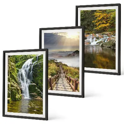 Wanddecoratieset schilderijen met watervallen bergen en herfstwolken