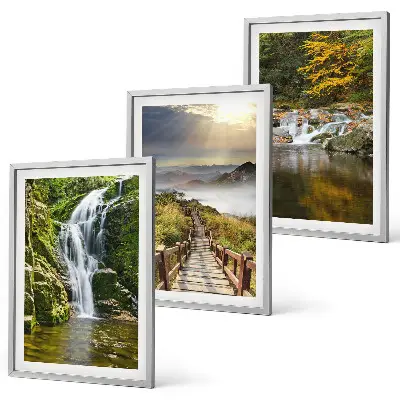 Wanddecoratieset schilderijen met watervallen bergen en herfstwolken