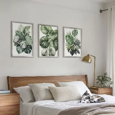 Fotowand tropische groene bladeren in aquarel