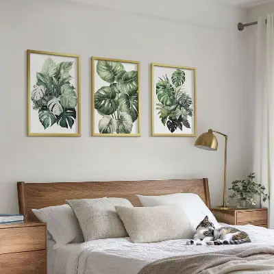 Fotowand tropische groene bladeren in aquarel