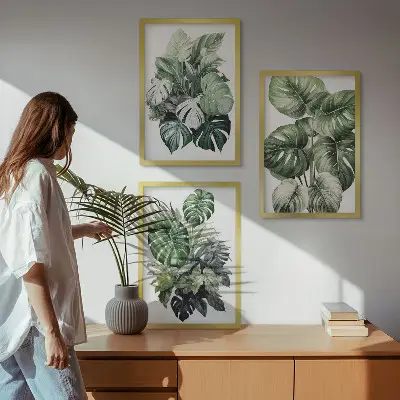 Fotowand tropische groene bladeren in aquarel