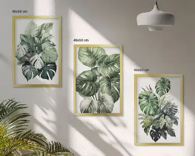 Fotowand tropische groene bladeren in aquarel