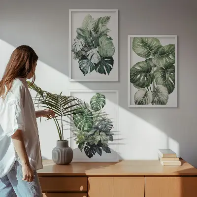 Fotowand tropische groene bladeren in aquarel